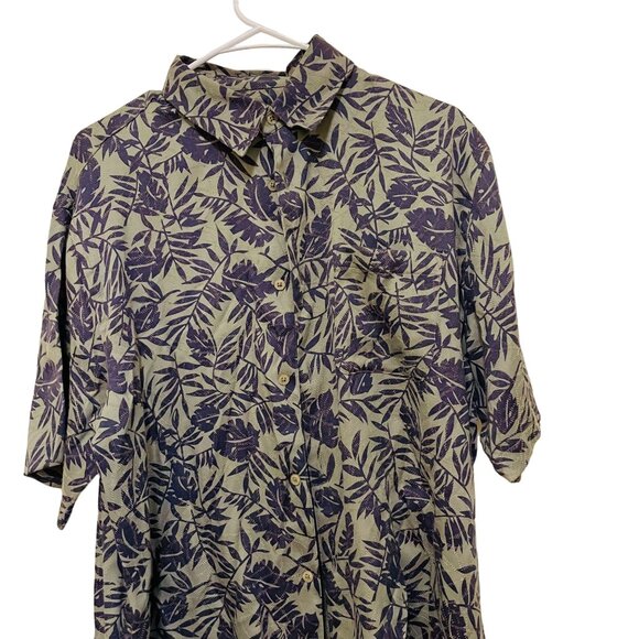 Firethorn Silver Mens Button Down Shirt Tropical Print Short Sleeve Size Medium - Picture 4 of 4